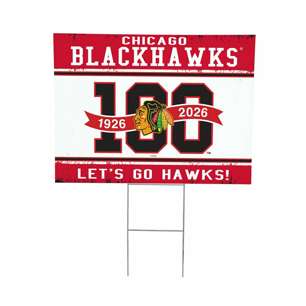Chicago Blackhawks, 100 Anniversary Cororplast Yard Sign - NHL Home