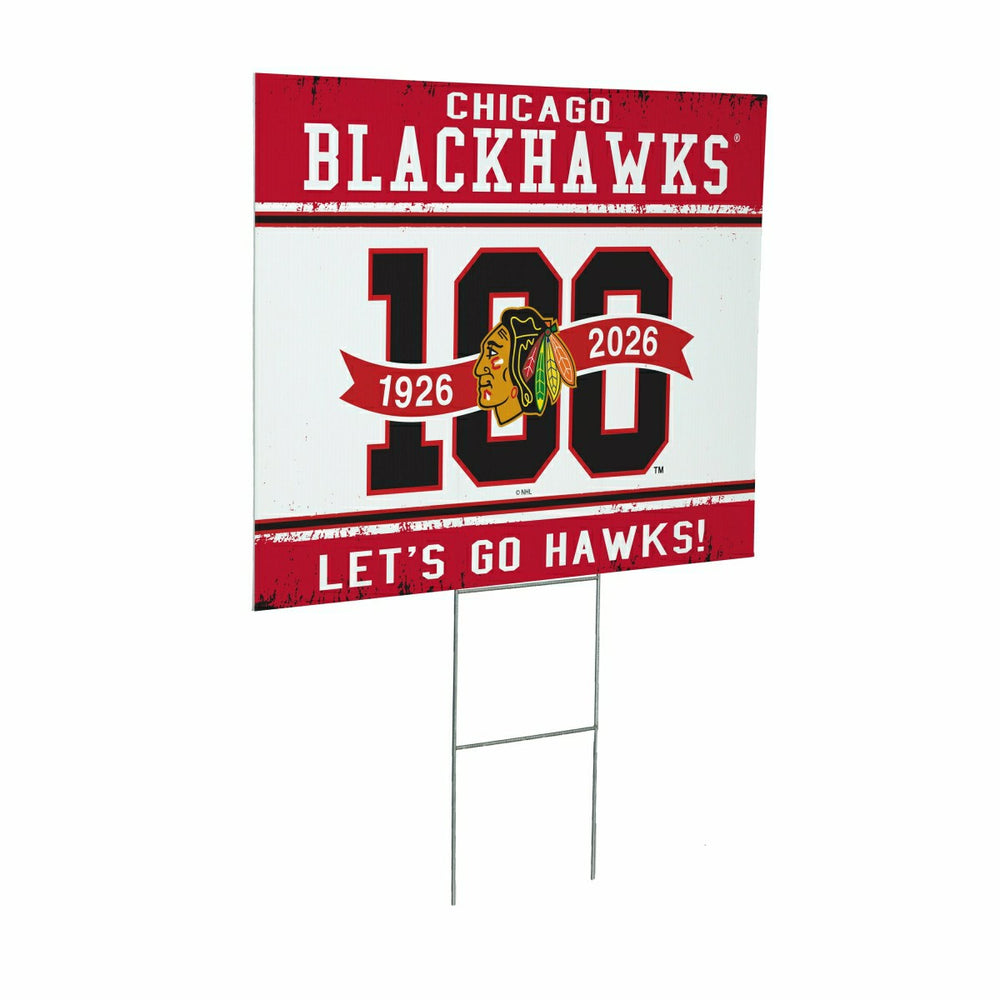Chicago Blackhawks, 100 Anniversary Cororplast Yard Sign - NHL Home