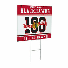 Chicago Blackhawks, 100 Anniversary Cororplast Yard Sign - NHL Home