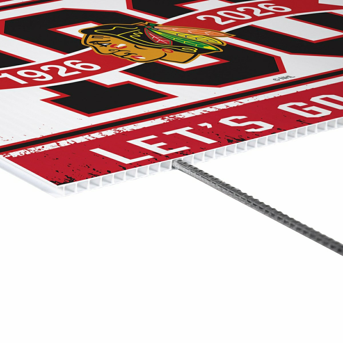 Chicago Blackhawks, 100 Anniversary Cororplast Yard Sign - NHL Home