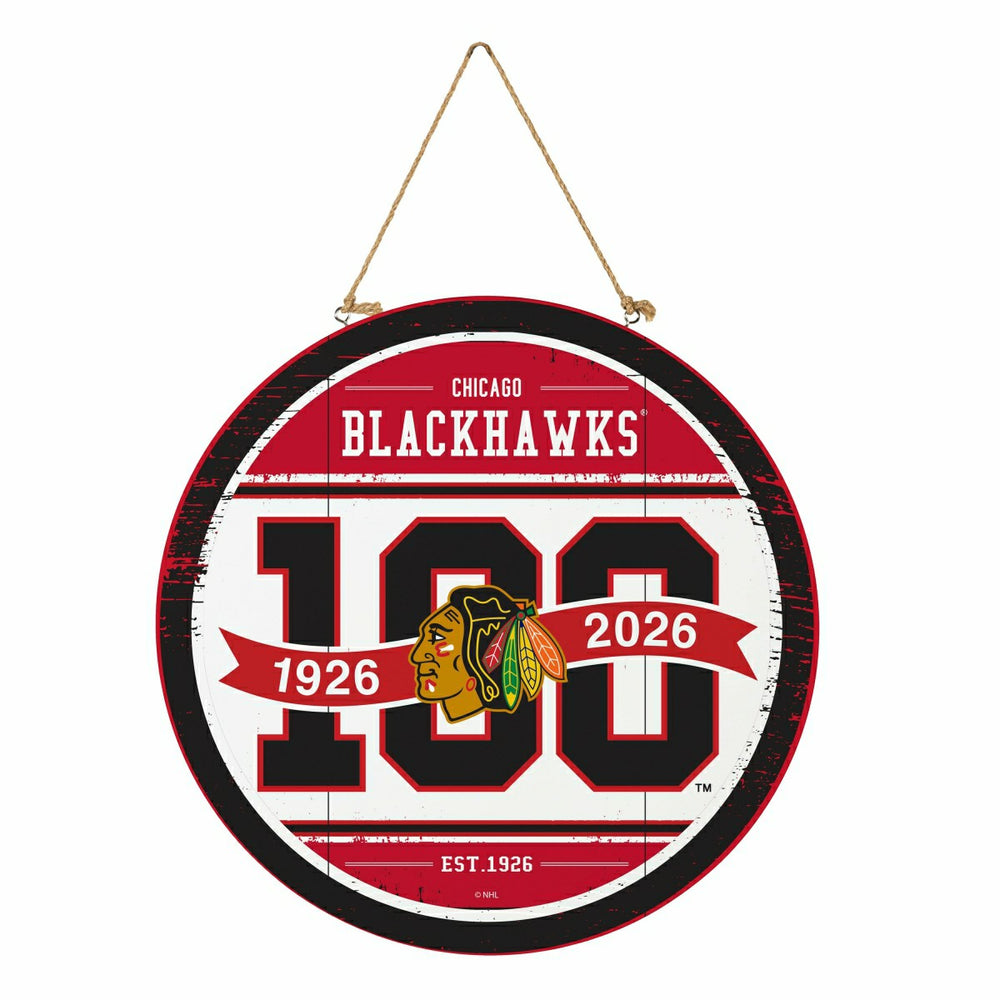 Chicago Blackhawks,100 Anniversary Round Door Decor with Hanging Rope, - NHL Home