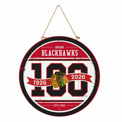 Chicago Blackhawks,100 Anniversary Round Door Decor with Hanging Rope, - NHL Home
