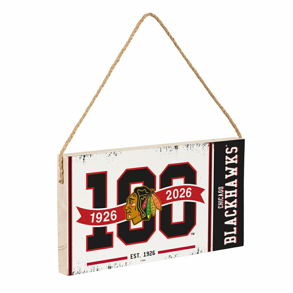Chicago Blackhawks,100 Anniversary Wood Wall Sign, 6x11 - NHL Home