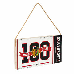 Chicago Blackhawks,100 Anniversary Wood Wall Sign, 6x11 - NHL Home