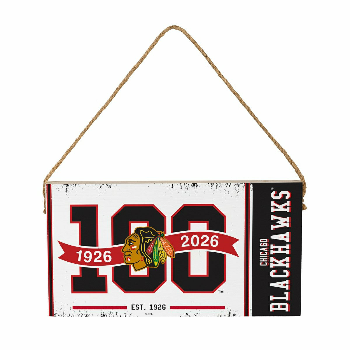 Chicago Blackhawks,100 Anniversary Wood Wall Sign, 6x11 - NHL Home