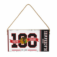 Chicago Blackhawks,100 Anniversary Wood Wall Sign, 6x11 - NHL Home