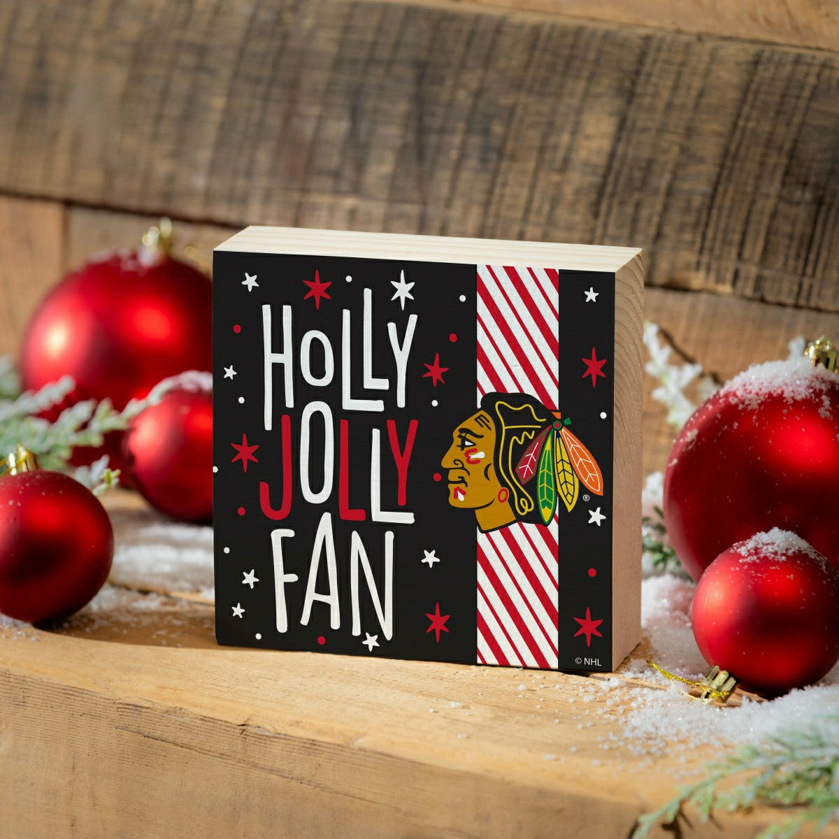 Chicago Blackhawks Block, Holiday, 6x6 - NHL Home