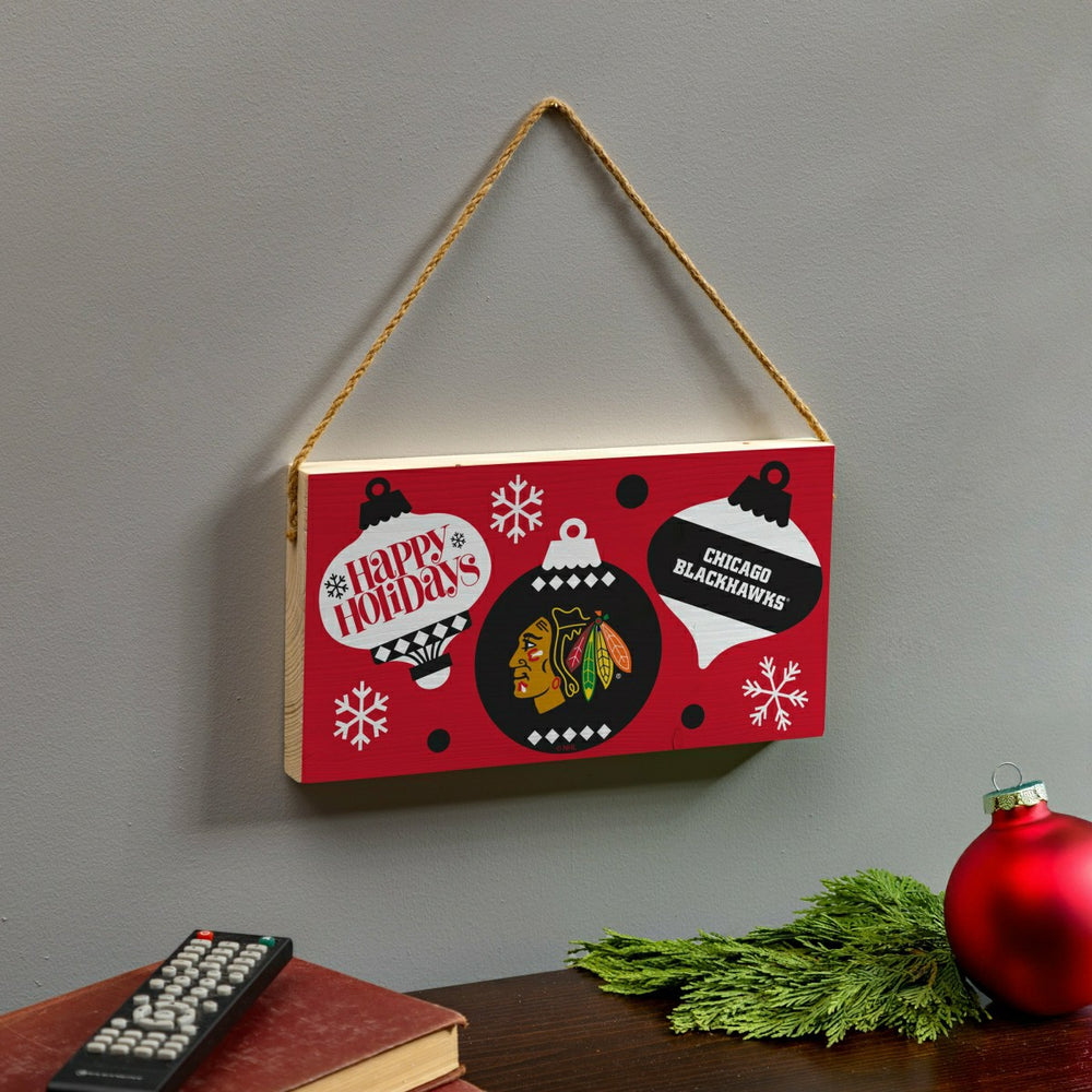 Chicago Blackhawks Holiday Wood Wall Sign, 6x11 - NHL Home