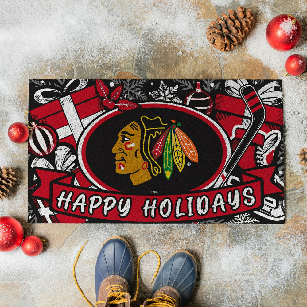 Chicago Blackhawks Holiday PVC Mat, 28"x16" - NHL