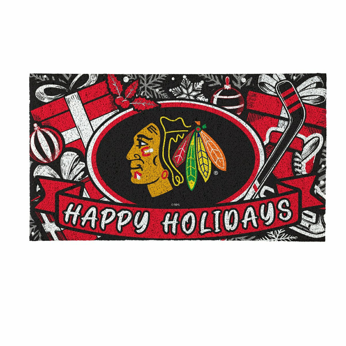 Chicago Blackhawks Holiday PVC Mat, 28"x16" - NHL