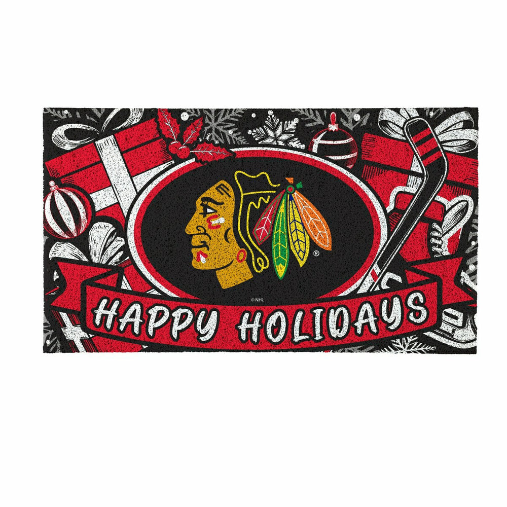 Chicago Blackhawks Holiday PVC Mat, 28"x16" - NHL