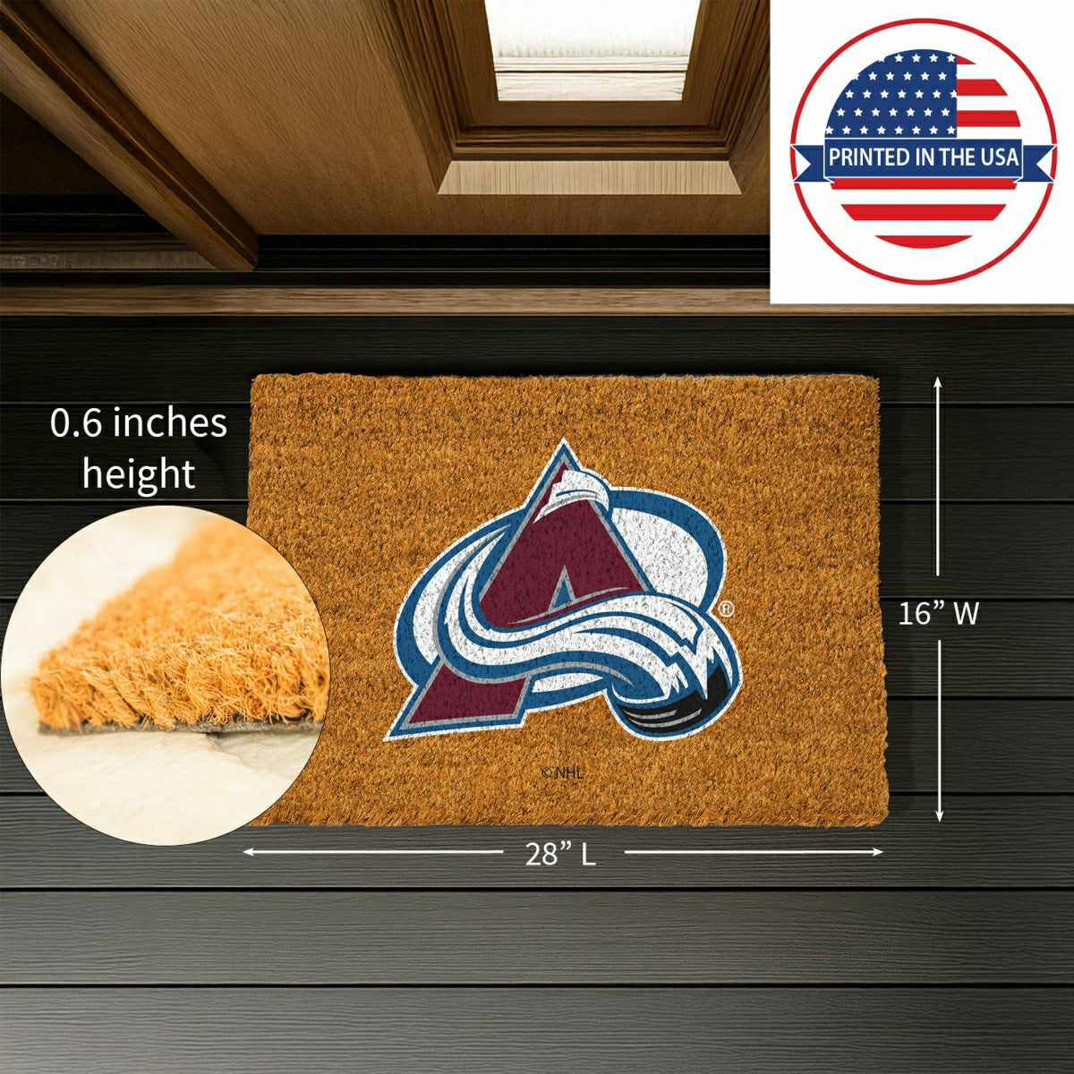 Coir Mat, 16"x28", Colorado Avalanche - NHL