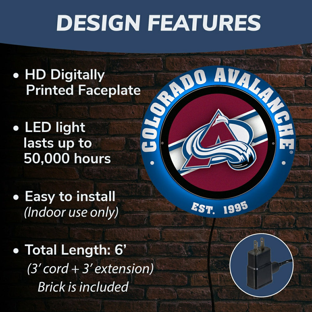Colorado Avalanche, Metal Lite, Round - NHL