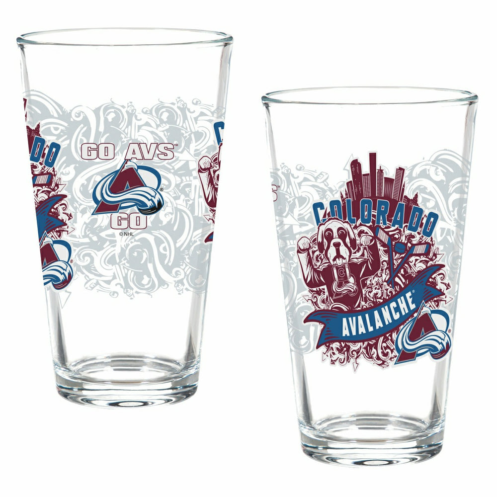 Colorado Avalanche 16oz Glass pint, Set of 2 - NHL Home