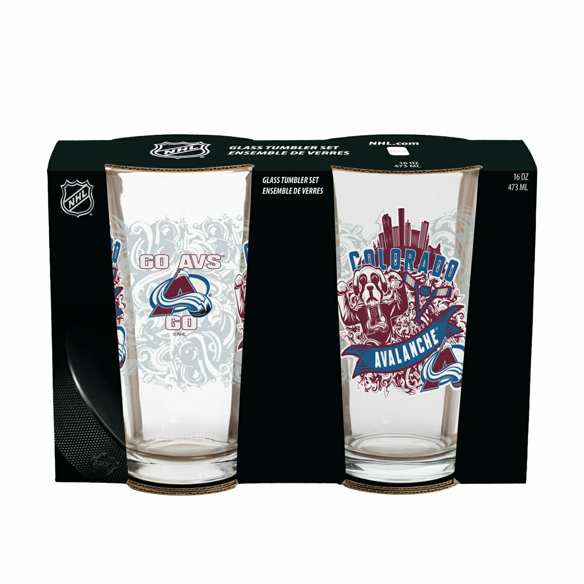 Colorado Avalanche 16oz Glass pint, Set of 2 - NHL Home