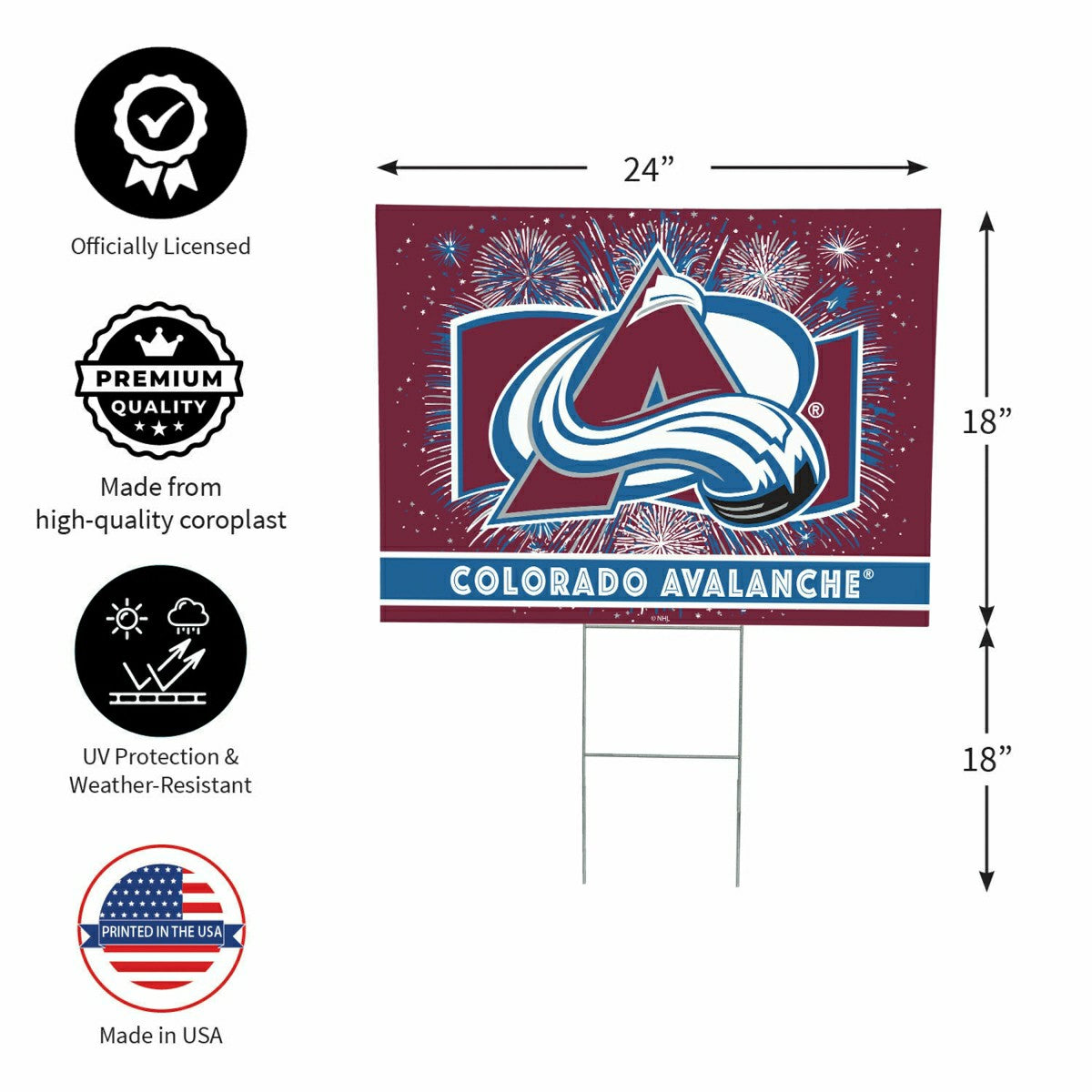 Colorado Avalanche Yard Sign, Patriotic - NHL Home