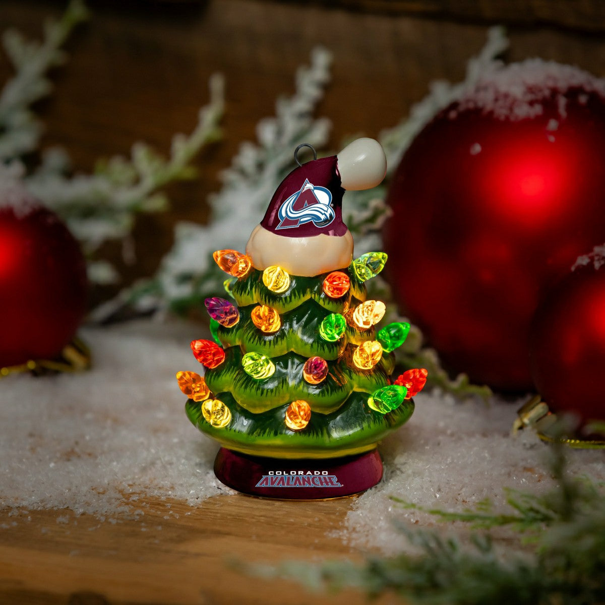 4" Mini LED Tabletop Christmas Tree, Set of 2, Colorado Avalanche - NHL Home