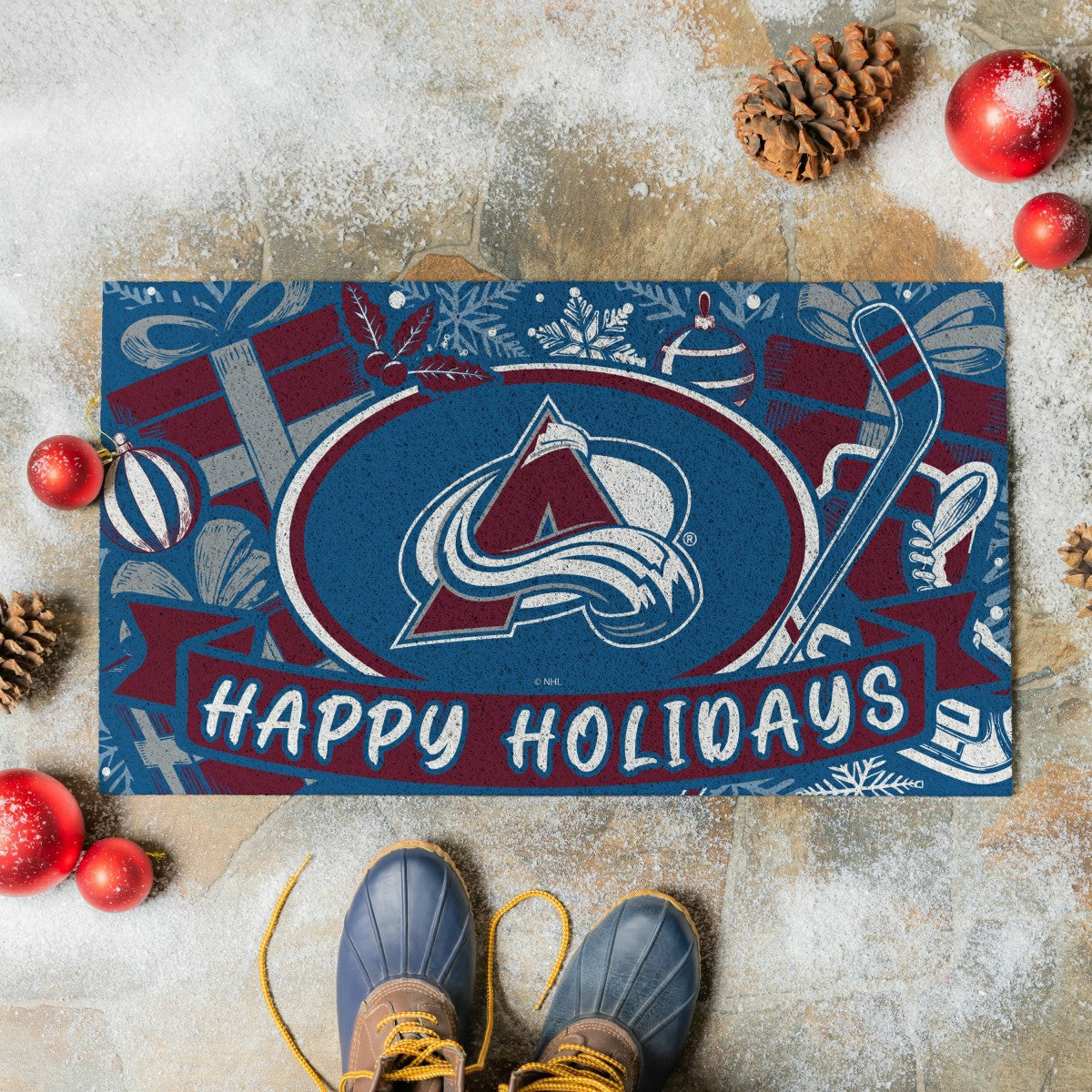 Colorado Avalanche Holiday PVC Mat, 28"x16" - NHL