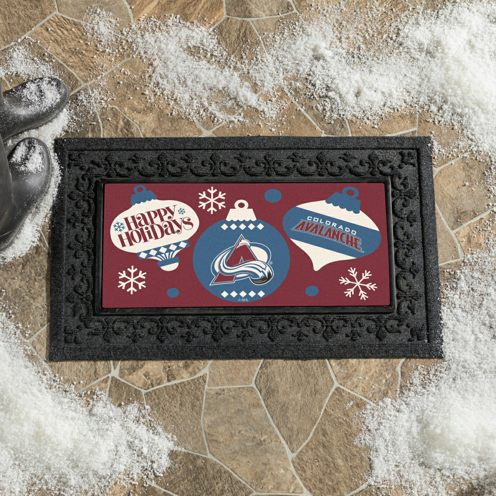 Colorado Avalanche Holiday Flocked Coir Sassafras Switch Mat, 22"x10" - NHL