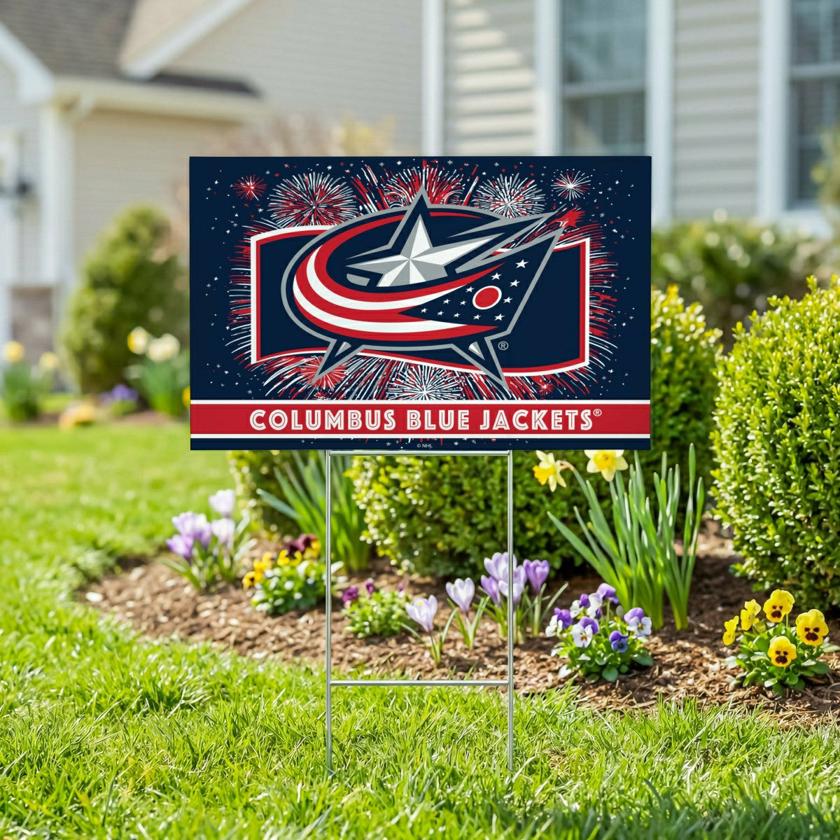 Columbus Blue Jackets Yard Sign, Patriotic - NHL Home
