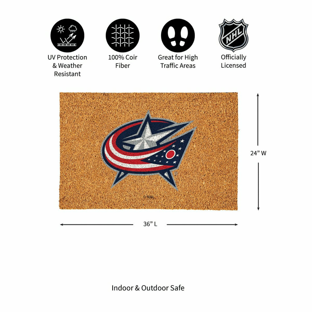 Columbus Blue Jackets Large Full Color Coir Mat, 36"x24" - NHL