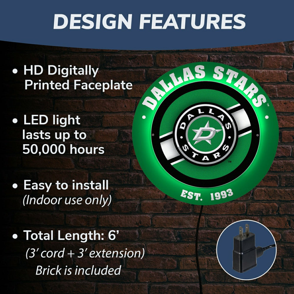 Dallas Stars, Metal Lite, Round - NHL