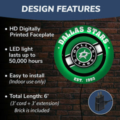Dallas Stars, Metal Lite, Round - NHL