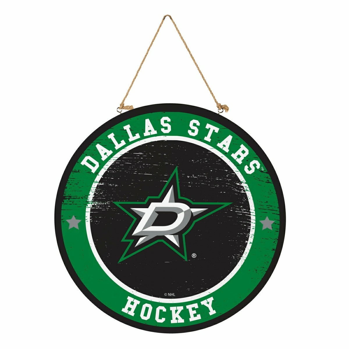 Dallas Stars Round Door Décor with Hanging Rope, 18x18 - NHL Home