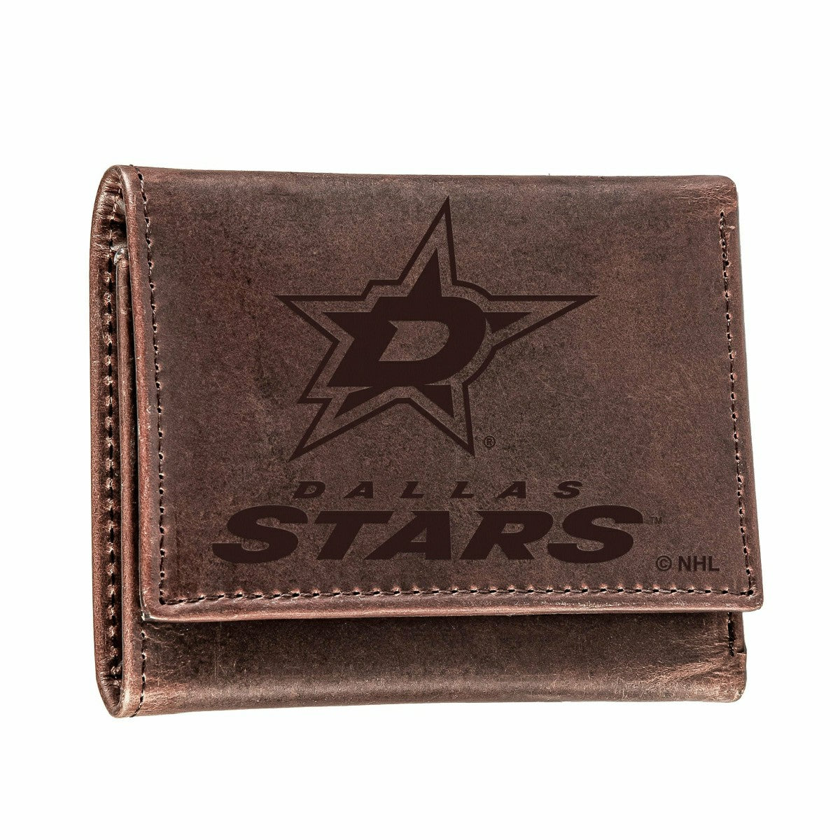 Dallas Stars, Tri-Fold Wallet, Brown, CH, 100% Genuine Leather - NHL Home