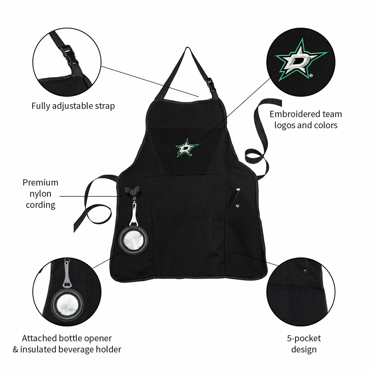 Grill Apron, Black, Dallas Stars - NHL Home