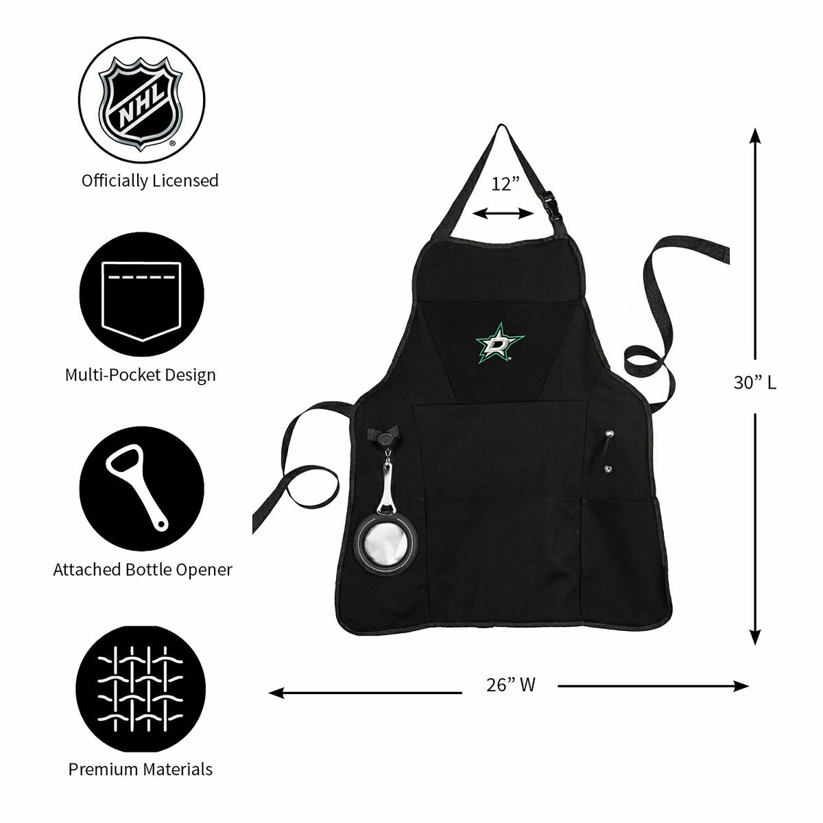 Grill Apron, Black, Dallas Stars - NHL Home