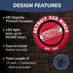Detroit Red Wings, Metal Lite, Round - NHL
