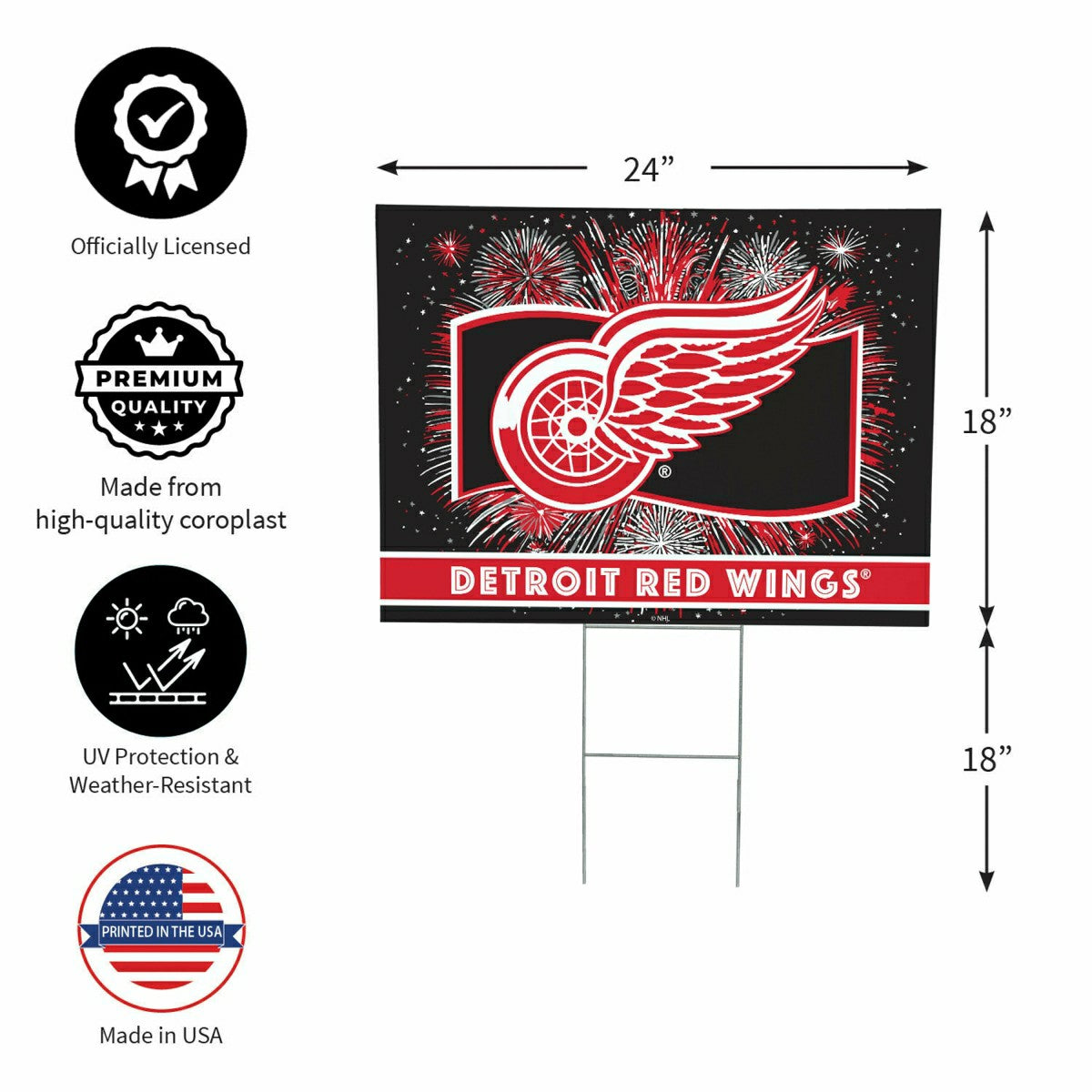 Detroit Red Wings Yard Sign, Patriotic - NHL Home