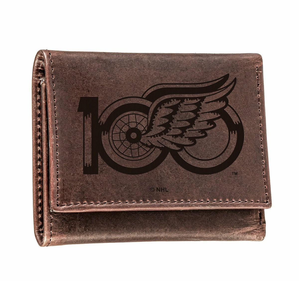Detroit Red Wings, 100 Anniversary Wallet, Tri-fold, Brown - NHL Home