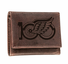 Detroit Red Wings, 100 Anniversary Wallet, Tri-fold, Brown - NHL Home