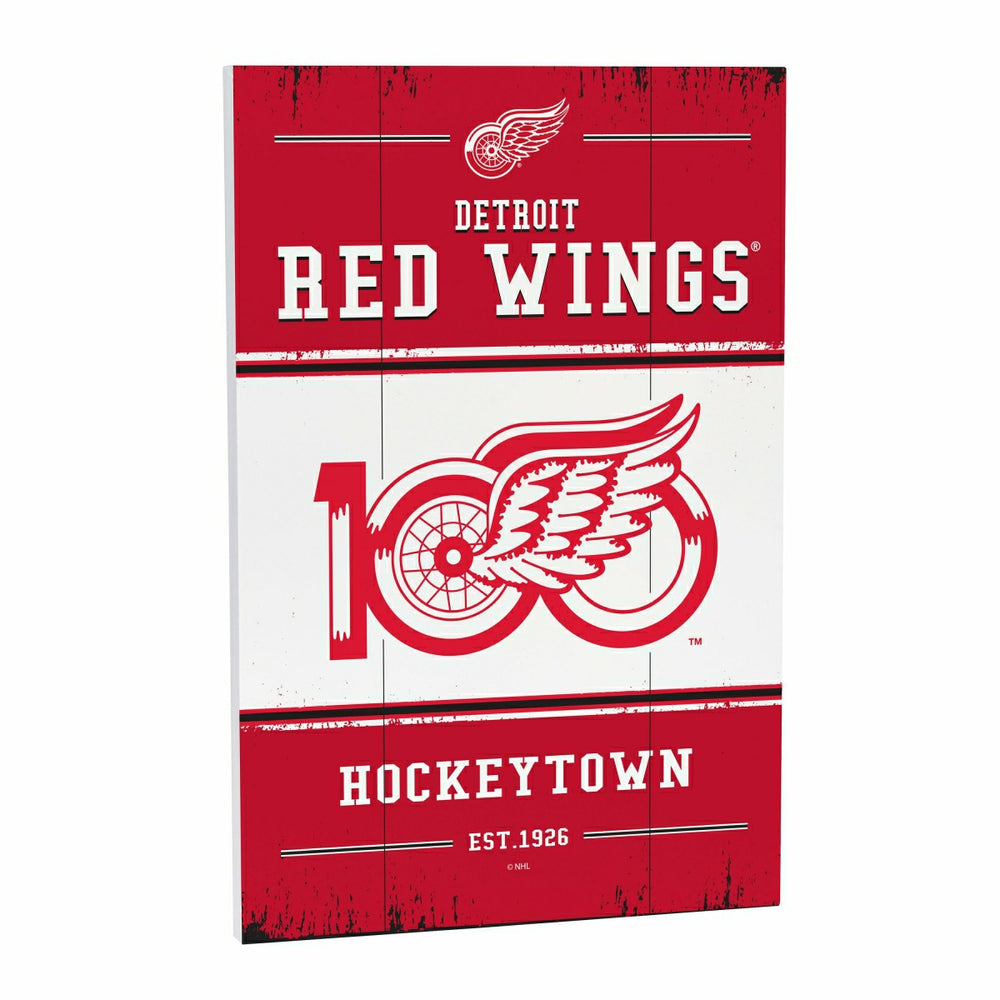 Detroit Red Wings,100 Anniversary Wood Wall Sign, 16x24 - NHL Home