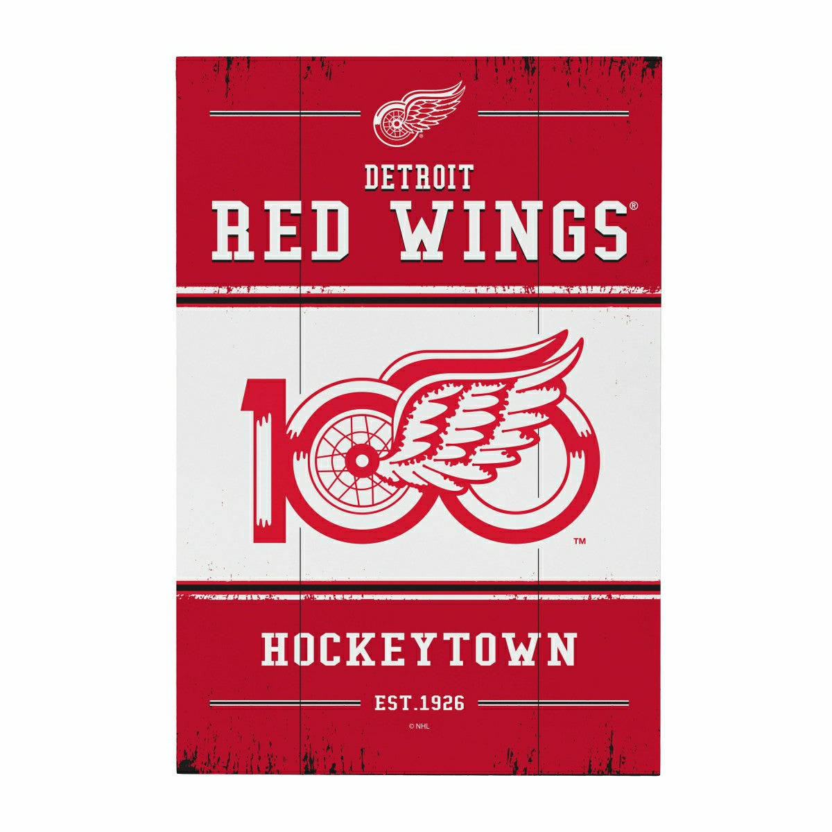 Detroit Red Wings,100 Anniversary Wood Wall Sign, 16x24 - NHL Home