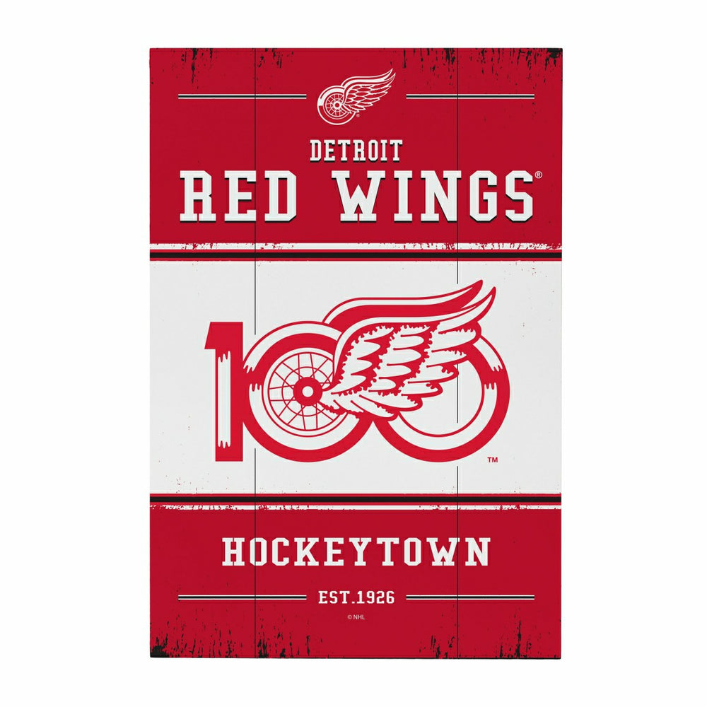 Detroit Red Wings,100 Anniversary Wood Wall Sign, 16x24 - NHL Home