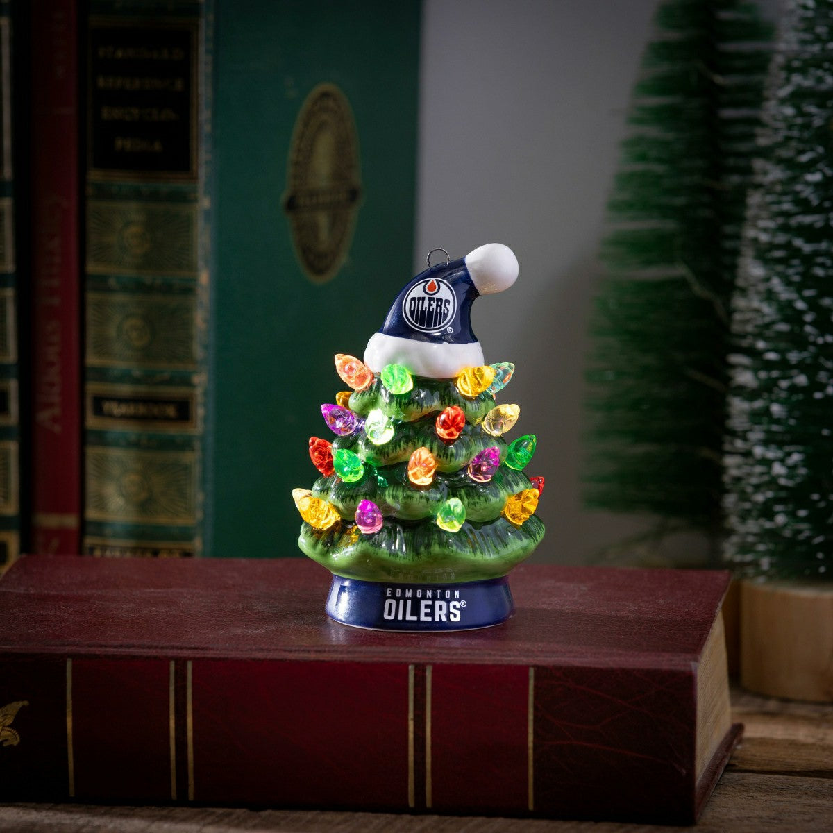 4" Mini LED Tabletop Christmas Tree, Set of 2, Edmonton Oilers - NHL Home