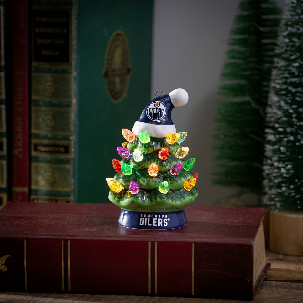 4" Mini LED Tabletop Christmas Tree, Set of 2, Edmonton Oilers - NHL Home