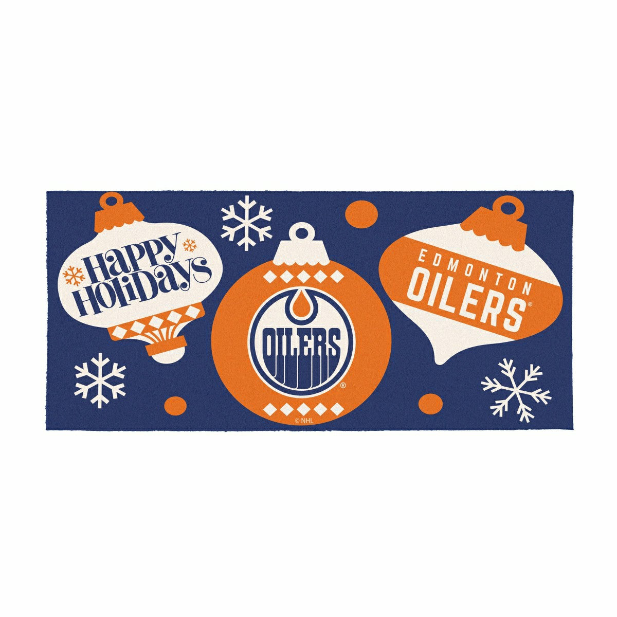 Edmonton Oilers Holiday Flocked Coir Sassafras Switch Mat, 22"x10" - NHL
