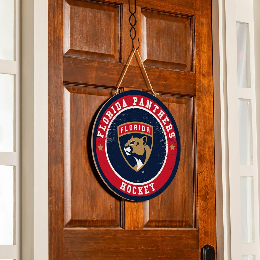 Florida Panthers Round Door Décor with Hanging Rope, 18x18 - NHL Home