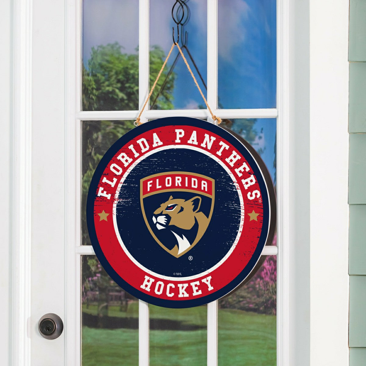Florida Panthers Round Door Décor with Hanging Rope, 18x18 - NHL Home