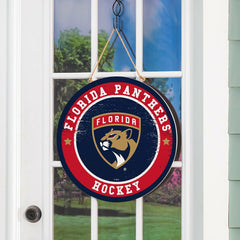 Florida Panthers Round Door Décor with Hanging Rope, 18x18 - NHL Home