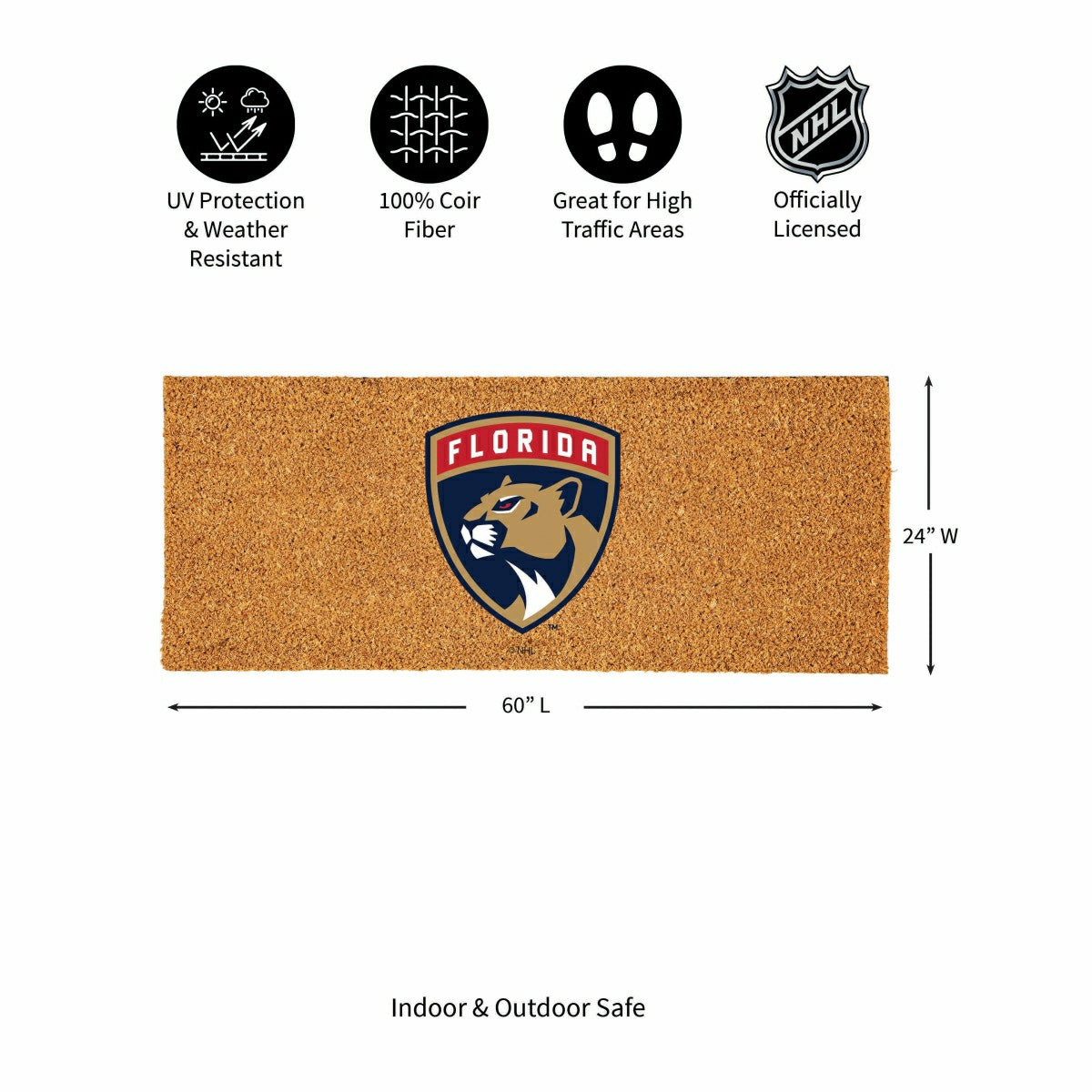 Florida Panthers Extra Large Full Color Coir Mat, 60"x24" - NHL