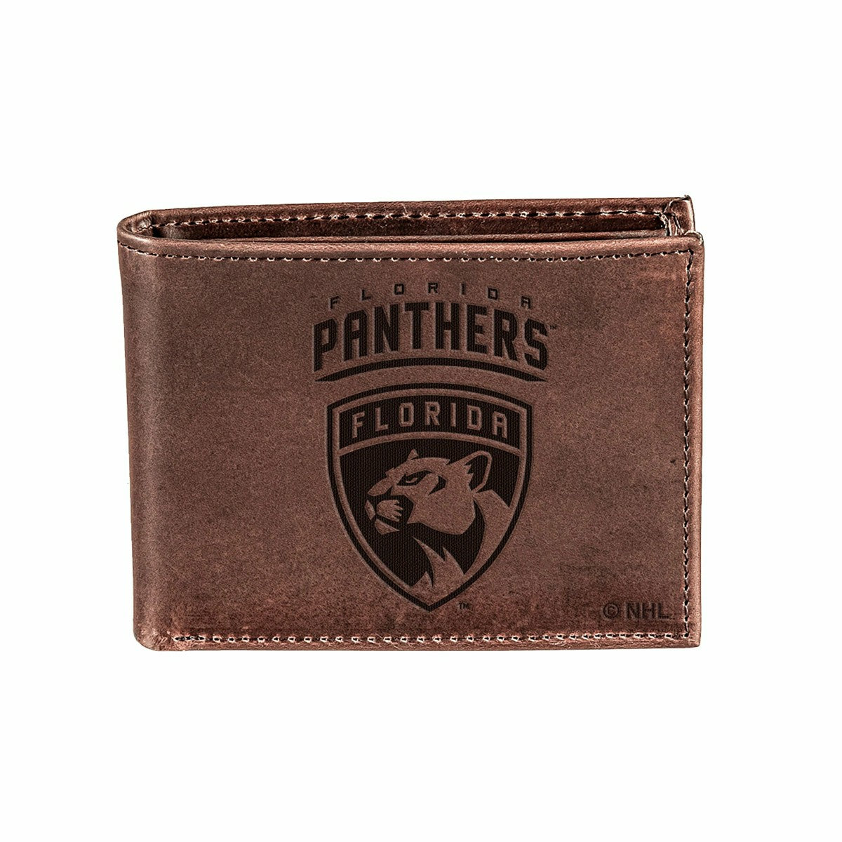 Florida Panthers, Bi-Fold Wallet, Brown, CH, 100% Genuine Leather - NHL Home