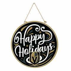 Vegas Golden Knights Holiday Round Door Décor with Hanging Rope, 18x18 - NHL Home