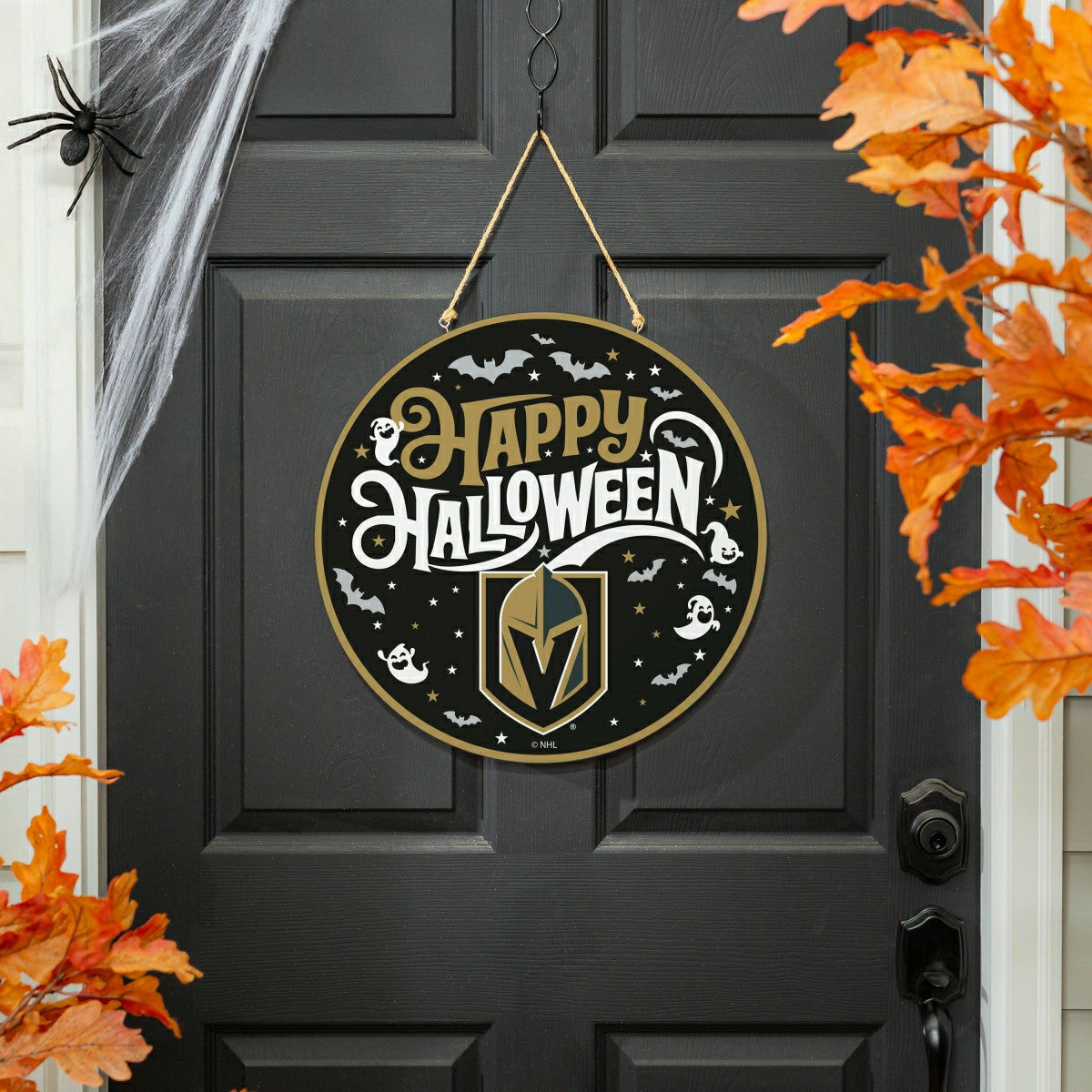 Vegas Golden Knights Halloween Round Door Décor with Hanging Rope, 18x - NHL Home