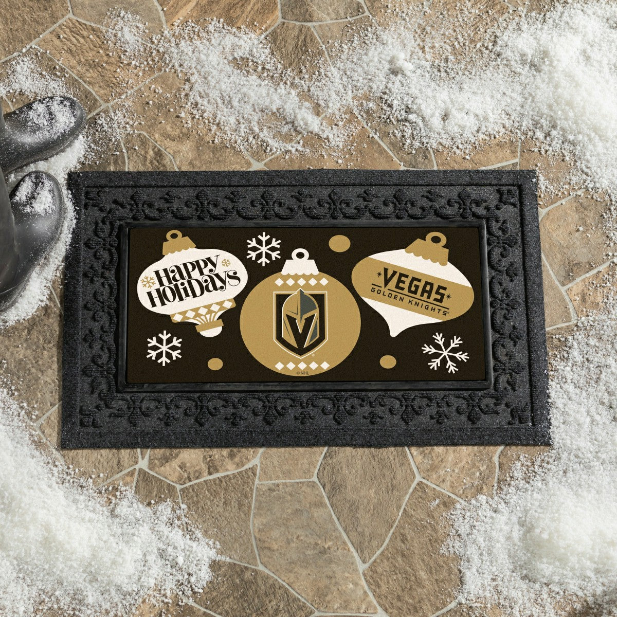 Vegas Golden Knights Holiday Flocked Coir Sassafras Switch Mat, 22"x10 - NHL