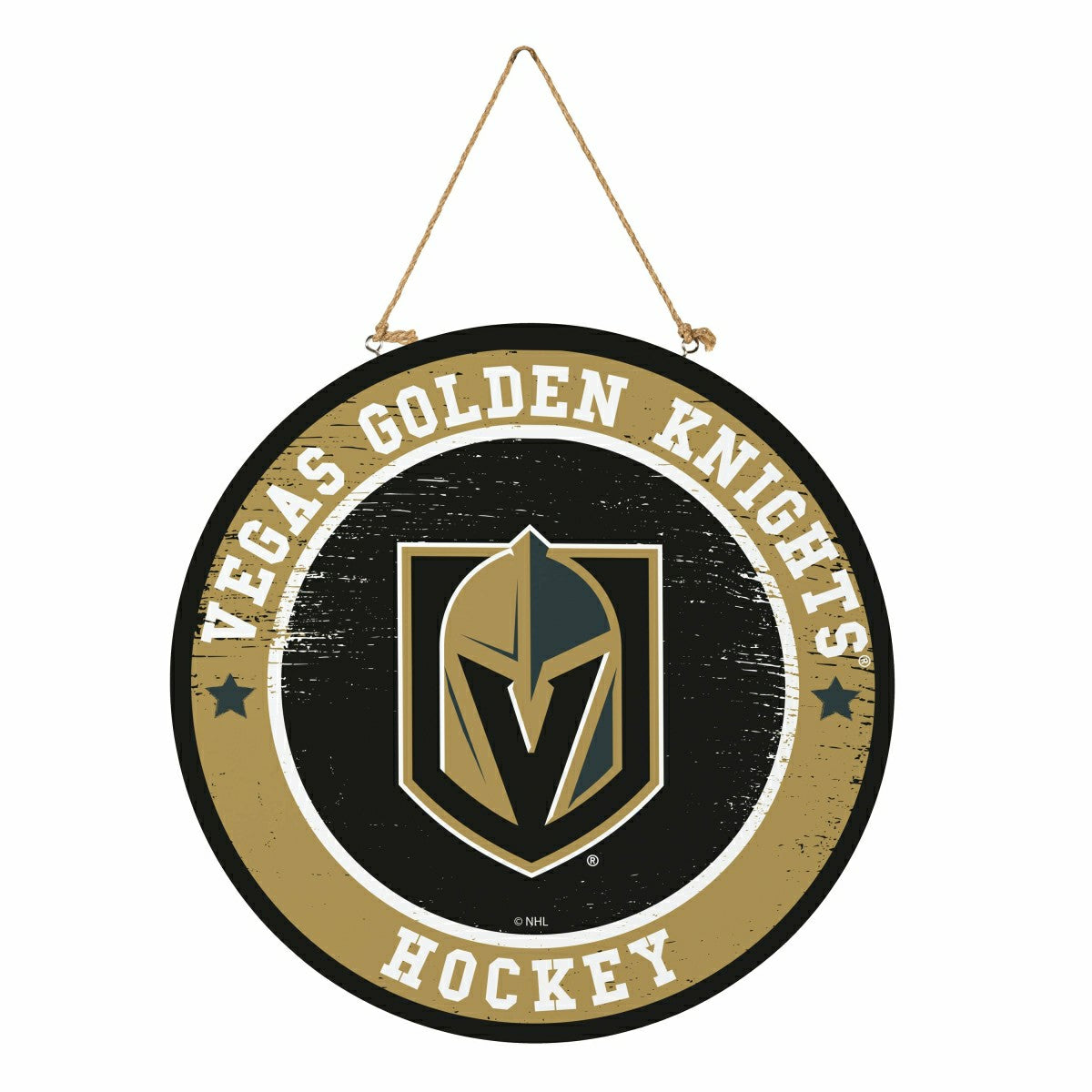 Vegas Golden Knights Round Door Décor with Hanging Rope, 18x18 - NHL Home